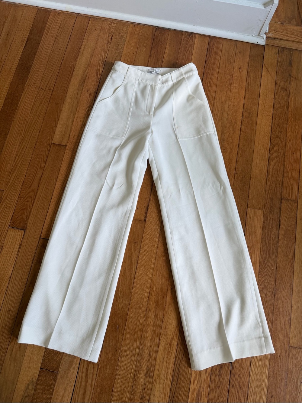 High-Rise Wide-Leg White Trousers
